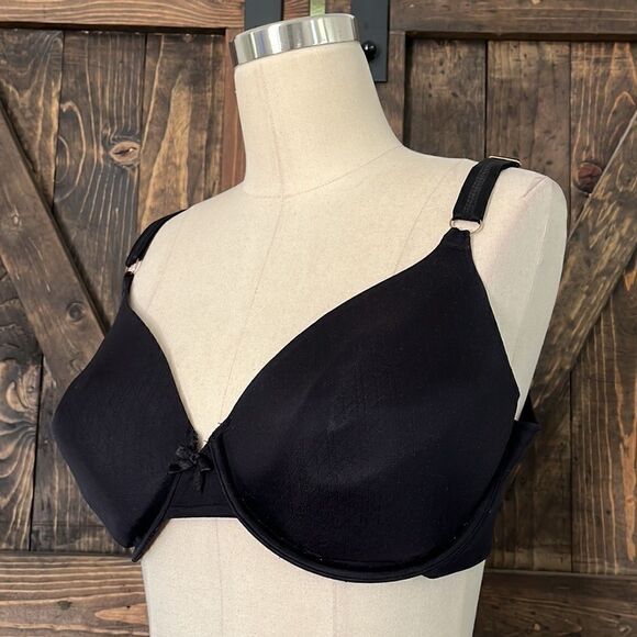 Vanity Fair black wired full coverage thick straps bra Sz-36DD - Picture 2 of 7